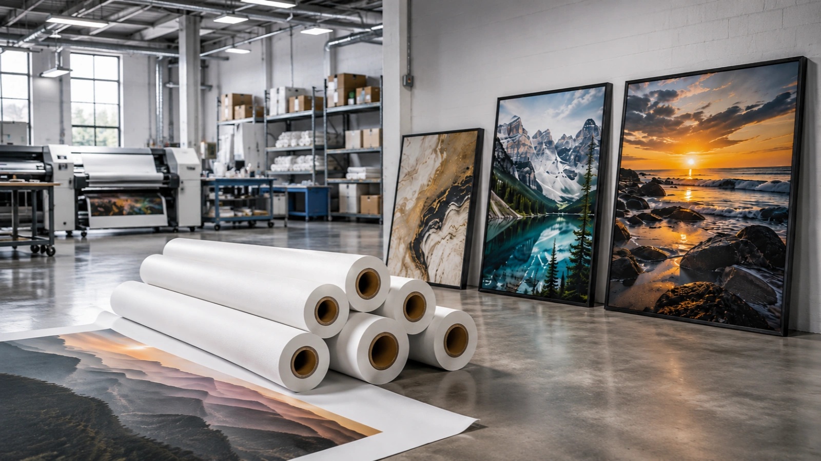 Inkjet canvas rolls and framed wall art for digital printing