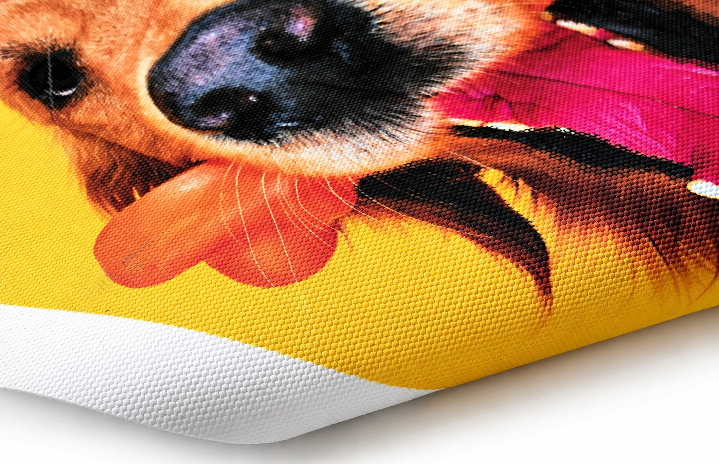 Close-up texture of inkjet canvas with detailed fine art printing