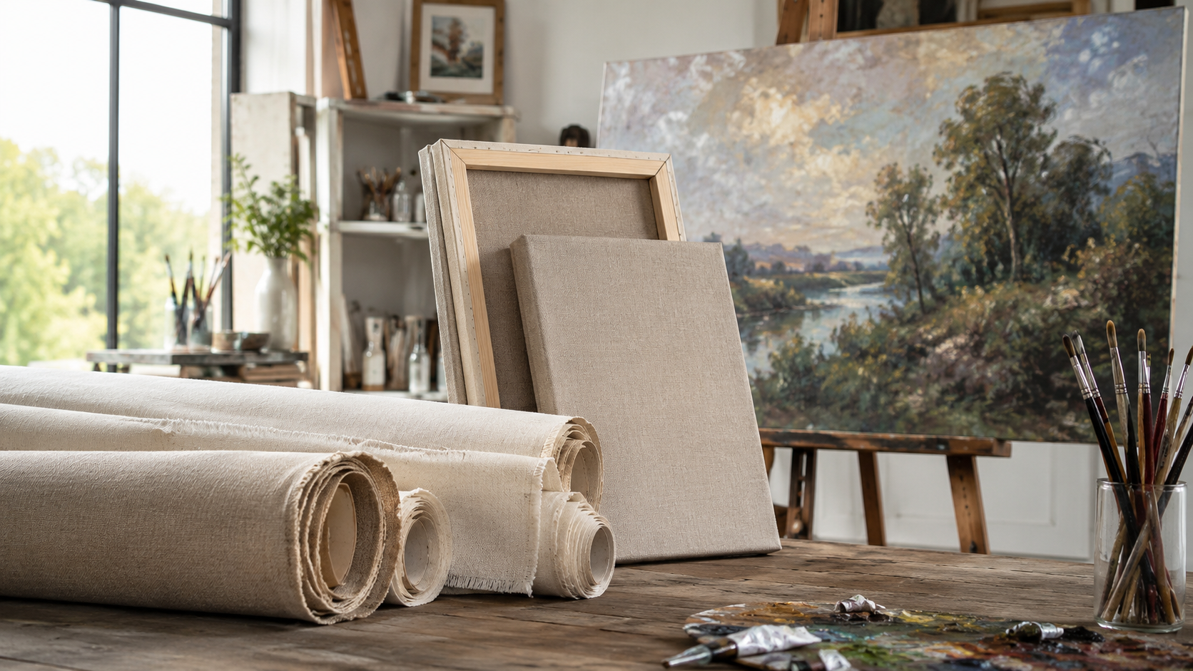 Artist linen canvas rolls and stretched linen canvas for professional oil painting