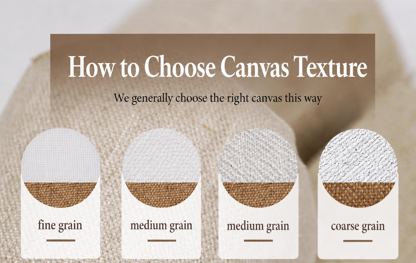 Fine medium and rough artist linen canvas weave comparison