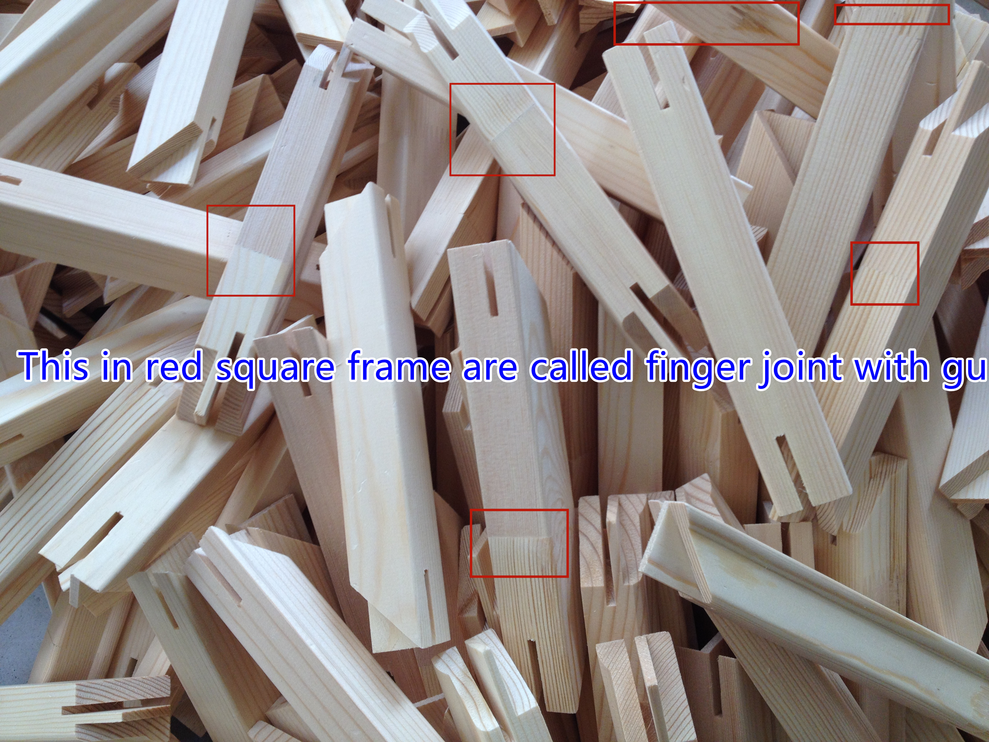 Finger-jointed pine stretcher bars for canvas frame production