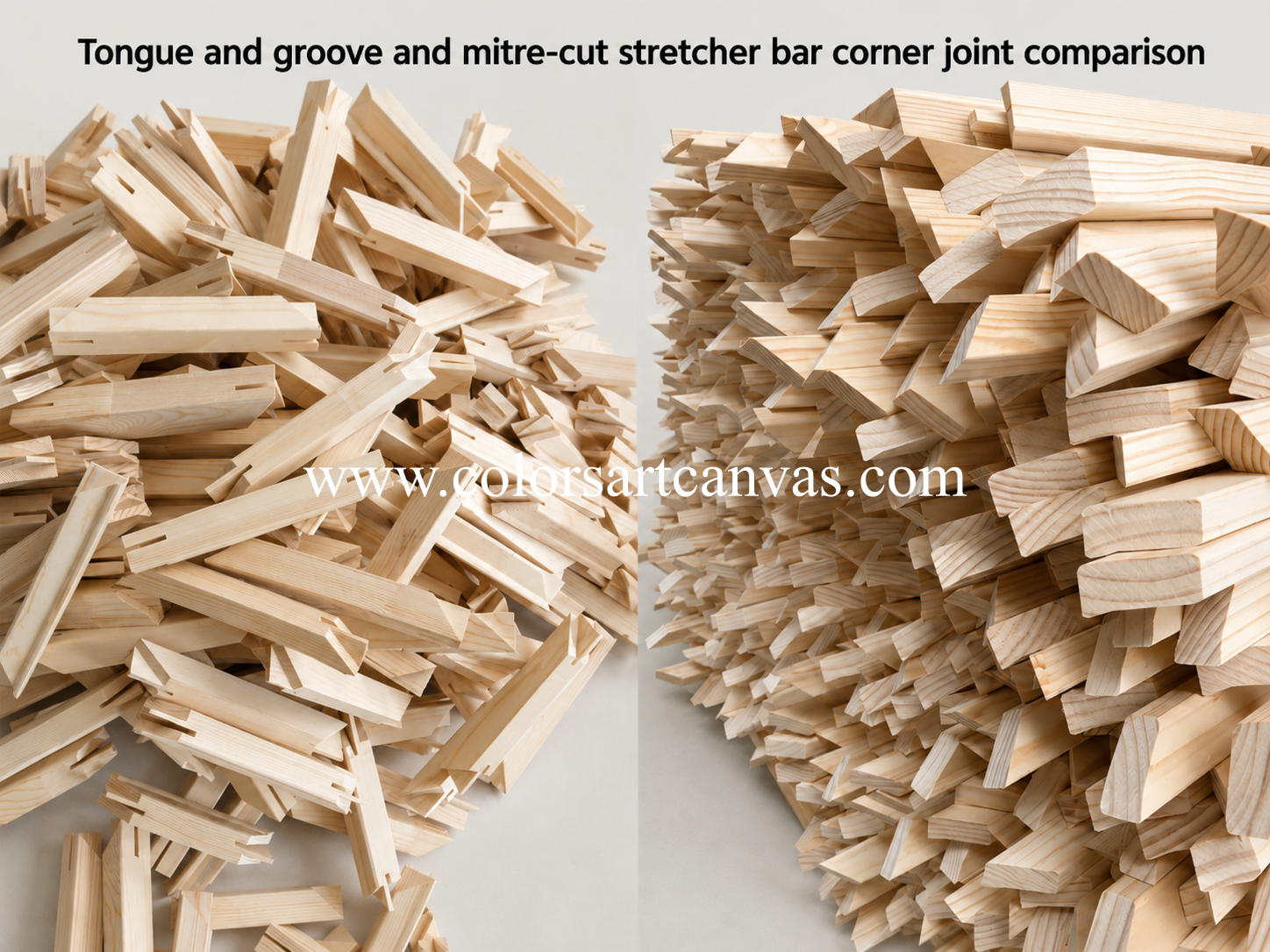 Tongue and groove and mitre-cut stretcher bar corner joint comparison