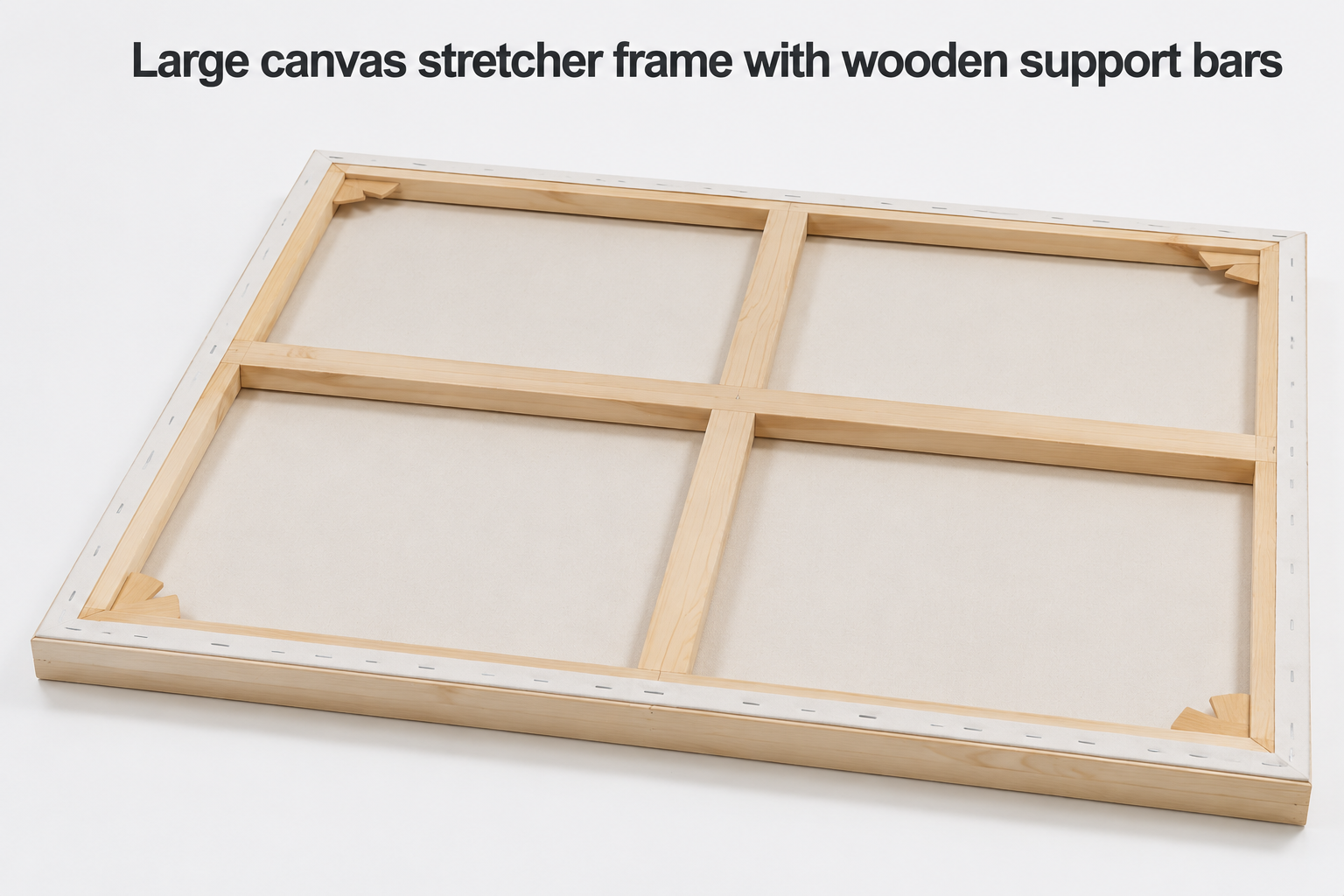Large canvas stretcher frame with wooden support bars