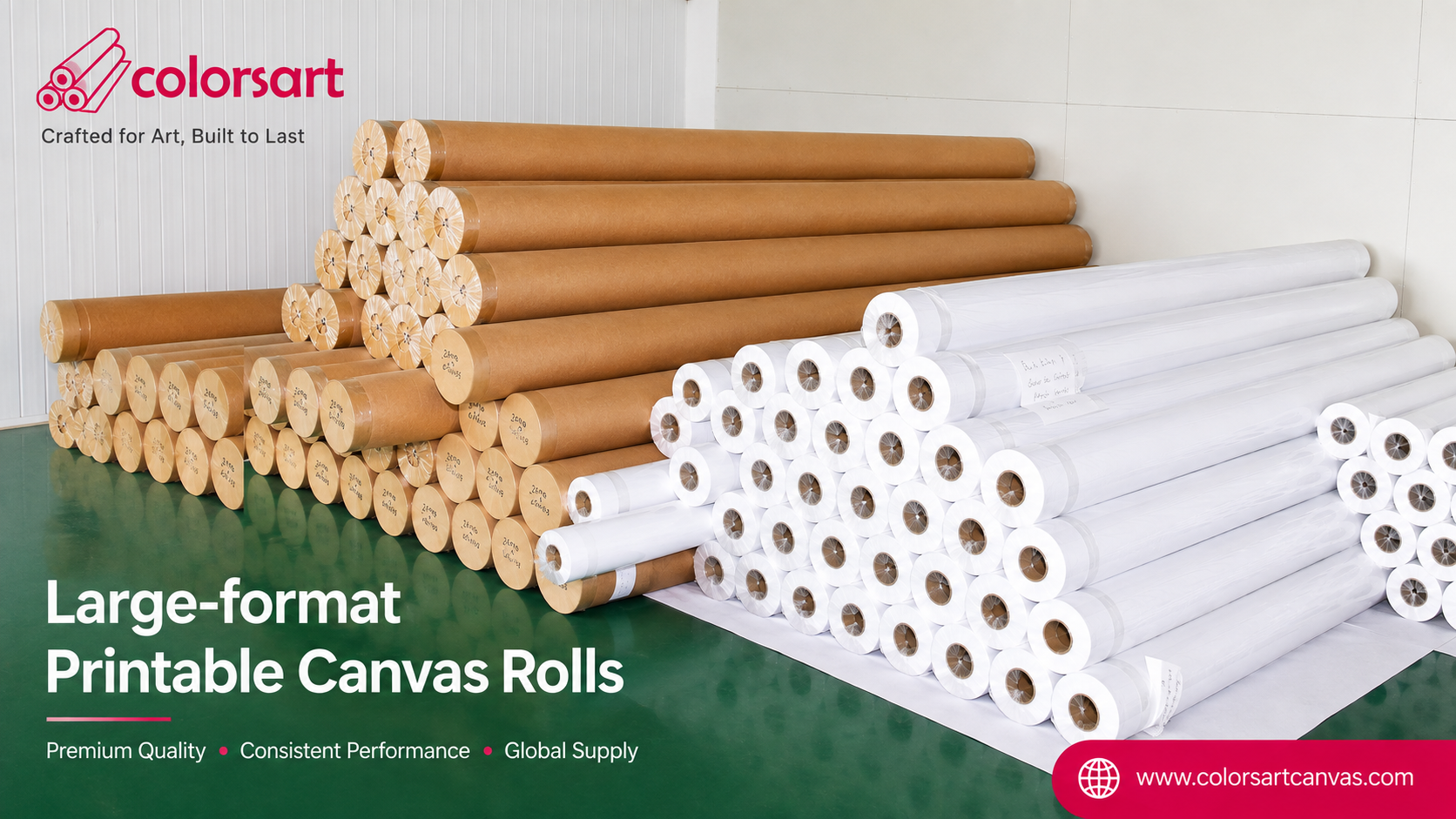 Large-format printable canvas rolls used for professional photo printing and wall art production