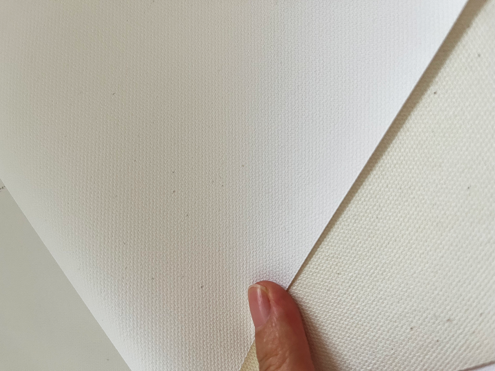 Natural cotton seed coat specks visible in cotton canvas base fabric
