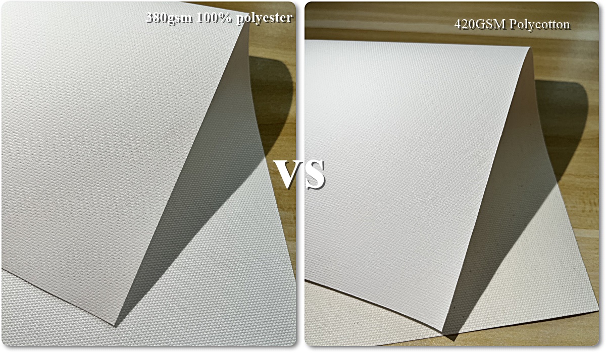 100 percent polyester canvas compared with polycotton inkjet canvas texture