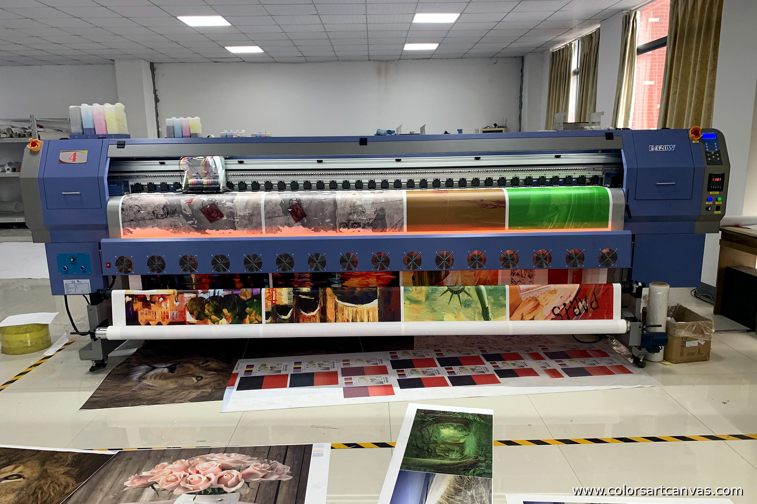 Inkjet canvas printing test on a professional large-format printer at Colors Art