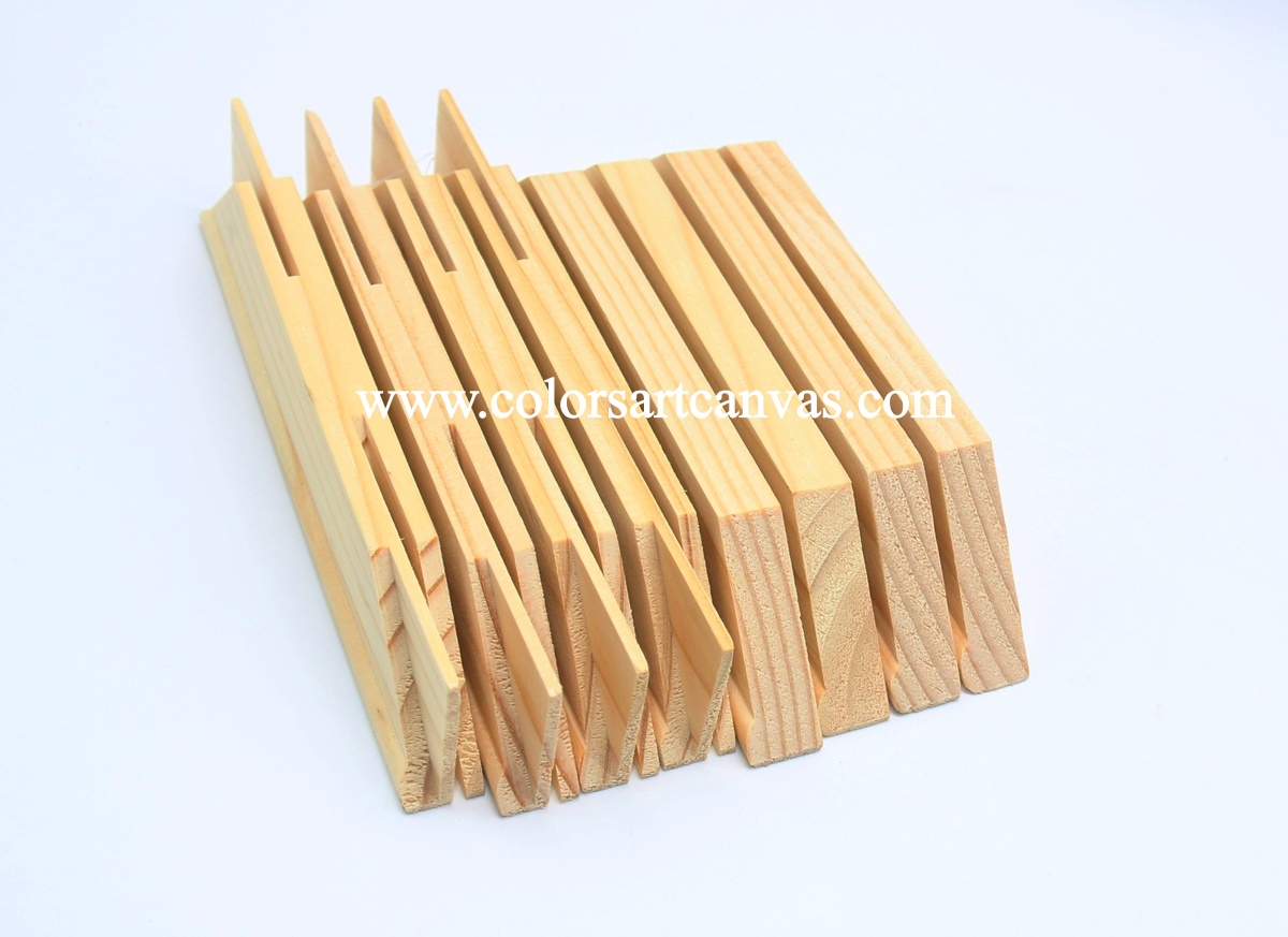 Wooden stretcher bar profiles with similar outside dimensions but different cross section geometry