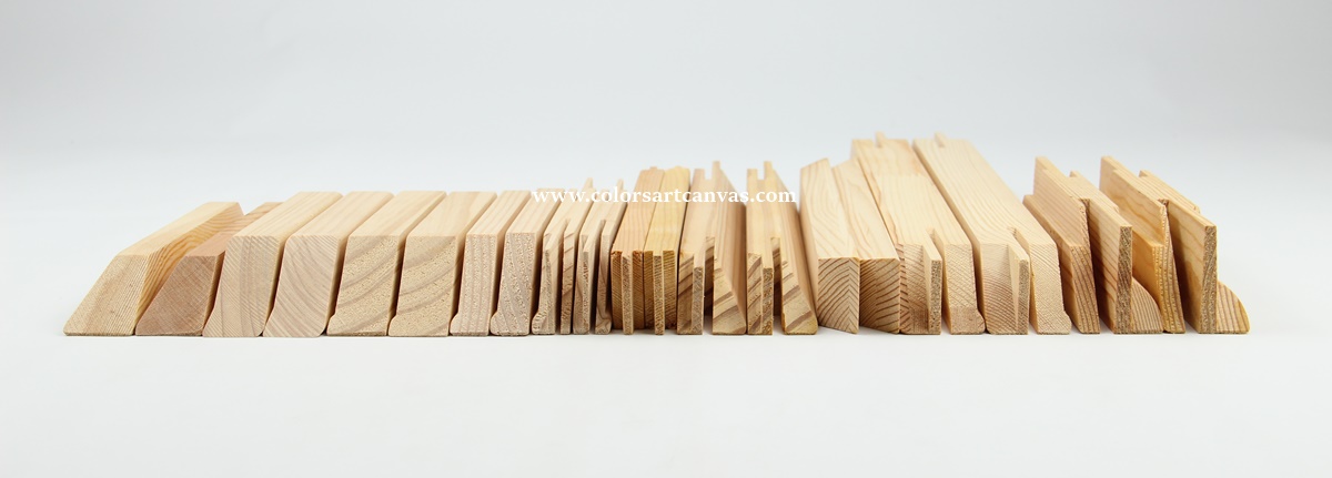 Wooden stretcher bar profile size comparison from slim profiles to gallery wrap and large format sections
