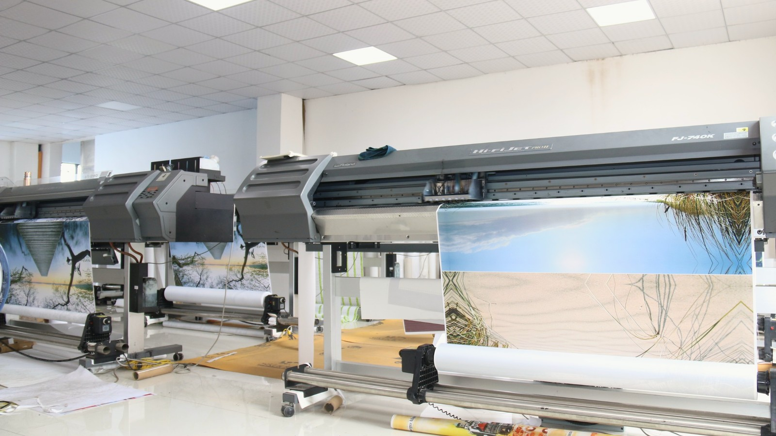 Inkjet printable canvas undergoing color reproduction and print quality testing at Colors Art