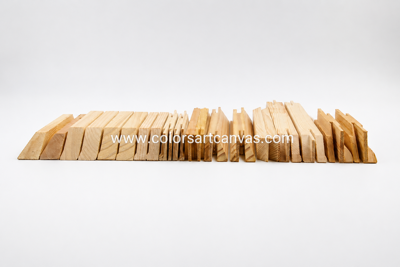 Different wooden canvas stretcher bar profiles manufactured by Colors Art