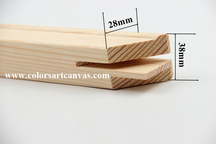 CR3828 economy 38 x 28 mm pine canvas stretcher bar profile dimensions