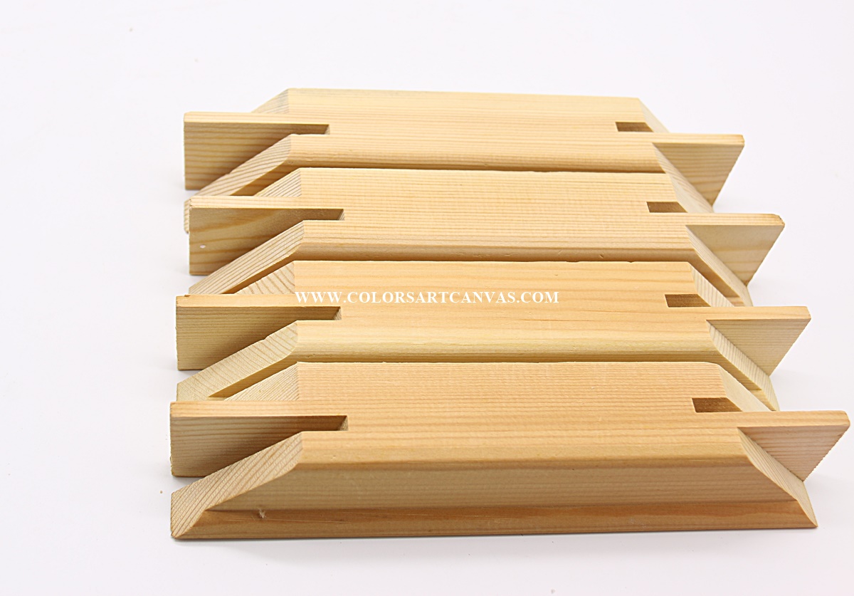 Custom 37&times;38mm wooden stretcher bar profile for canvas frame manufacturing