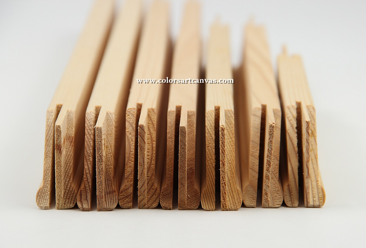 Custom wooden stretcher bar profile options for canvas frame manufacturing