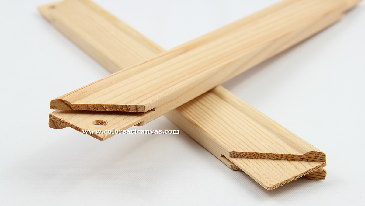 Selected knot-free pine surface for 18 mm x 38 mm wooden stretcher bar production