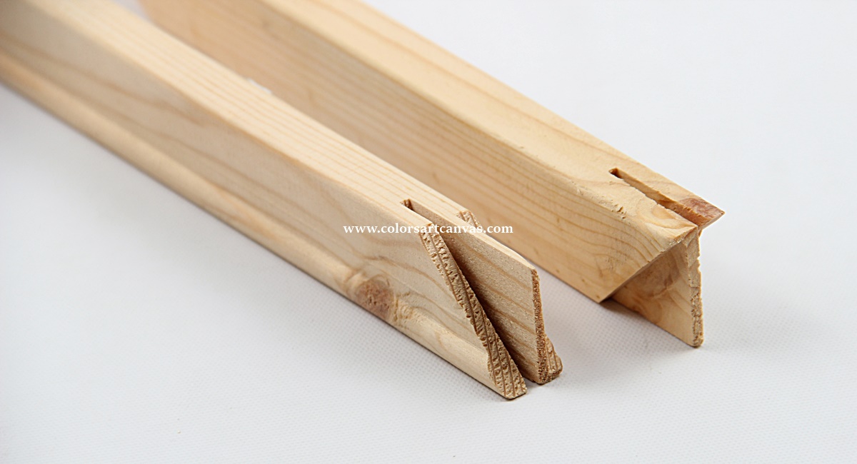Custom 17mm &times; 30mm pine tenoned stretcher bar joint detail