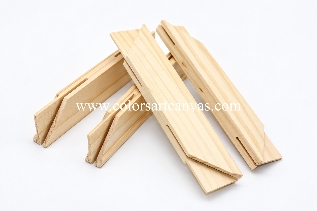 Standard wooden stretcher bars for professional canvas frame production