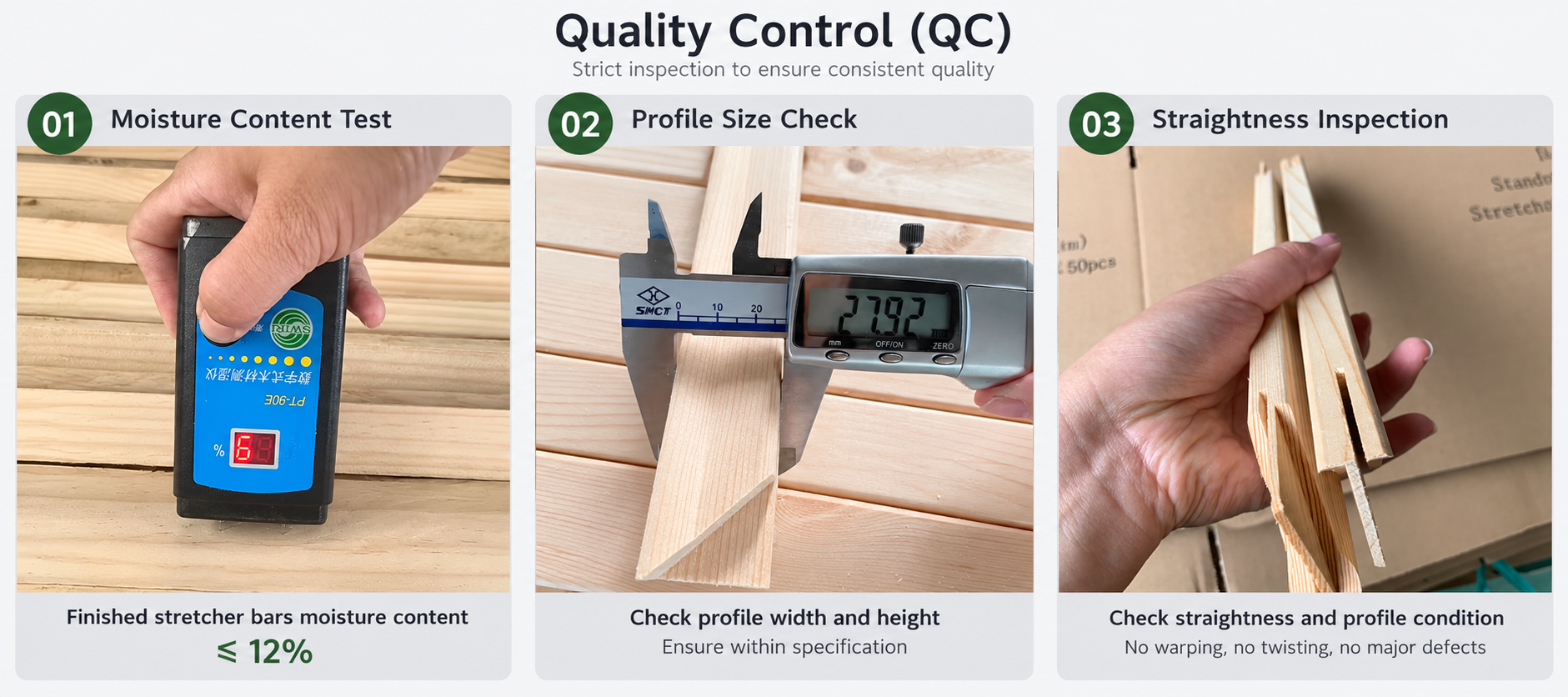 stretcher-bar-moisture-dimension-straightness-quality-control