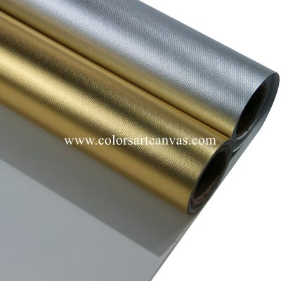  Gold/Silver Metallic Polyester Canvas-Stretchable